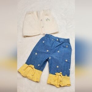 Cute Kids Soft Denim and Knit Vest Set Size 0-3M